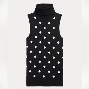 Polo Ralph Lauren polka dot sleeveless turtleneck sweater top NWT wool